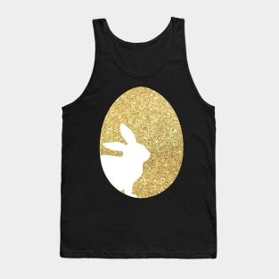 Easter Bunny Silhouette in Gold Faux Glitter Easter Egg Tank Top